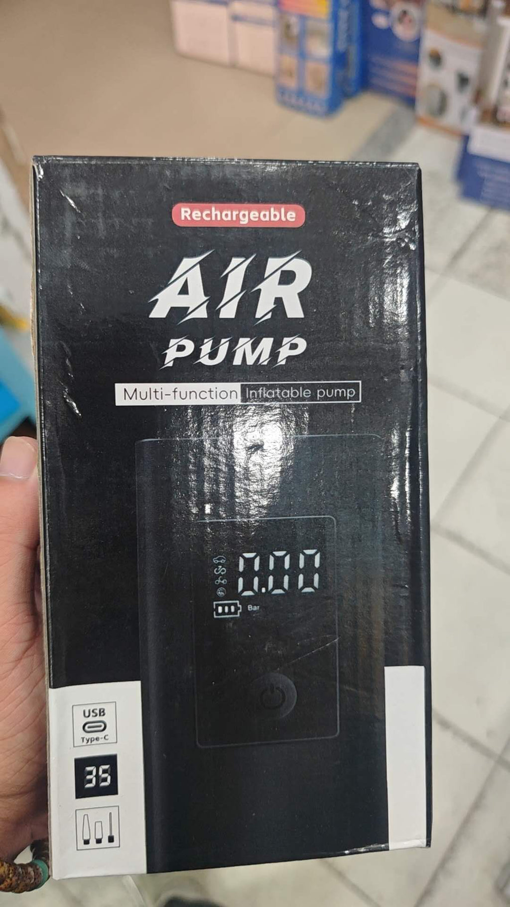 Portable USB charging model wireless inflation pump, car tire inflation pump, digital display cordless inflation pump, emergency power supply, electric air pump, inflation pump, suitable for SUV/car/bicycle/motorcycle and sports equipment/ball games. Quic