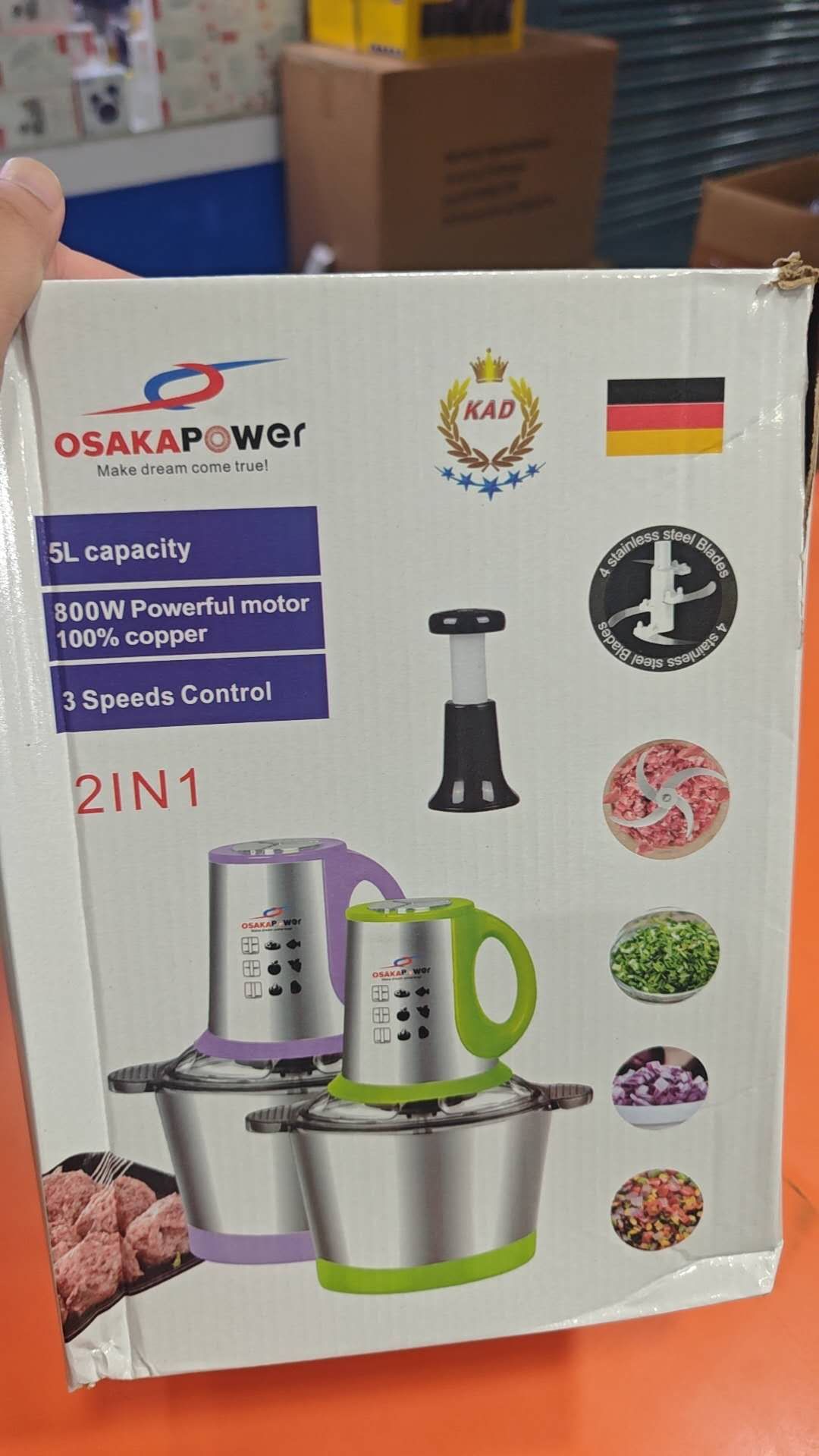 Electric Meat Grinder 2-in-1 Large-capacity Grinder, Garlic Machine, Meat Beater 5L