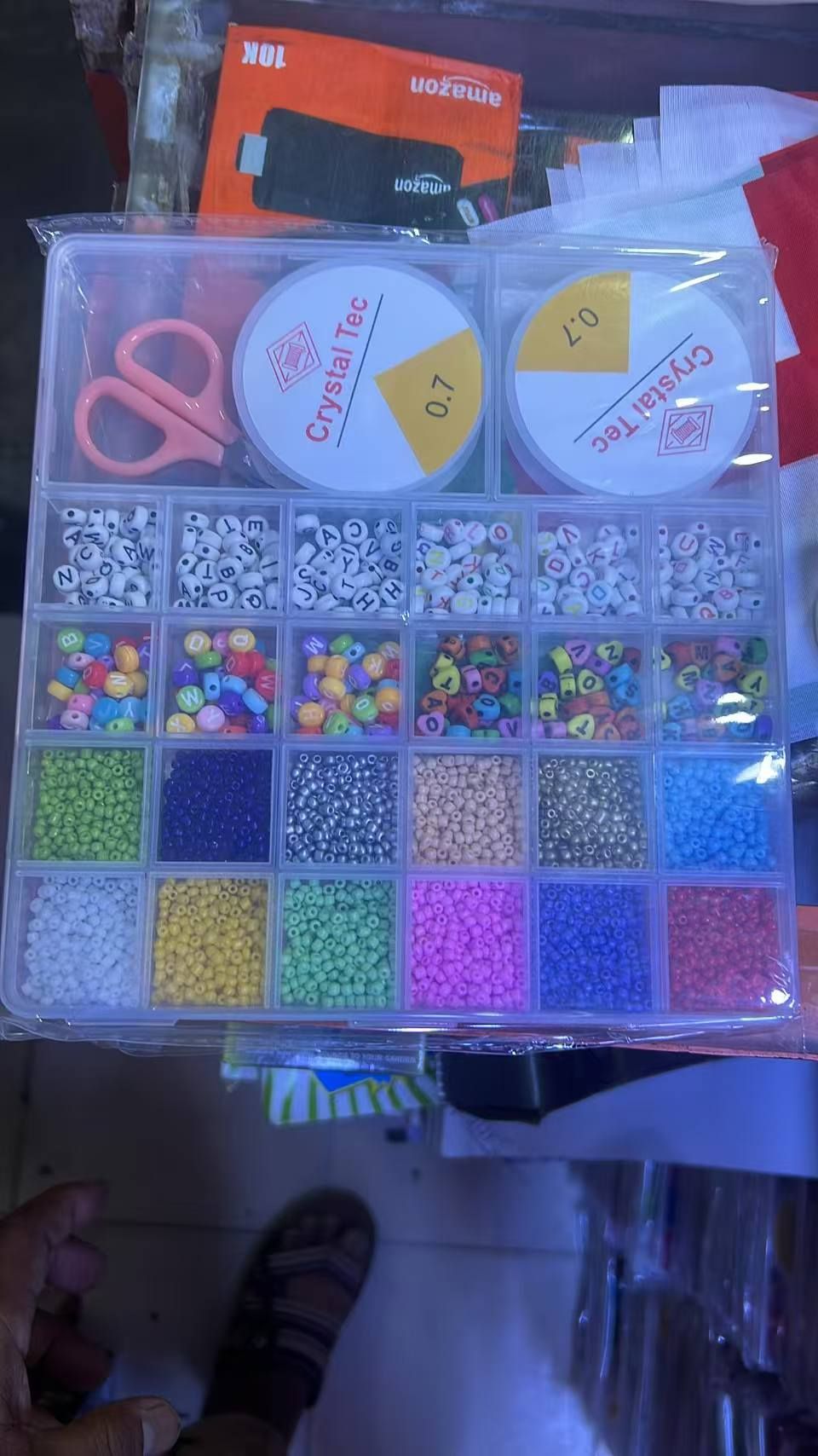 DIY Rice Bead Box Set All-in-One Box Bracelet Loose Beads Letter Bead Jewelry Accessories Scissors, thimble, tweezers