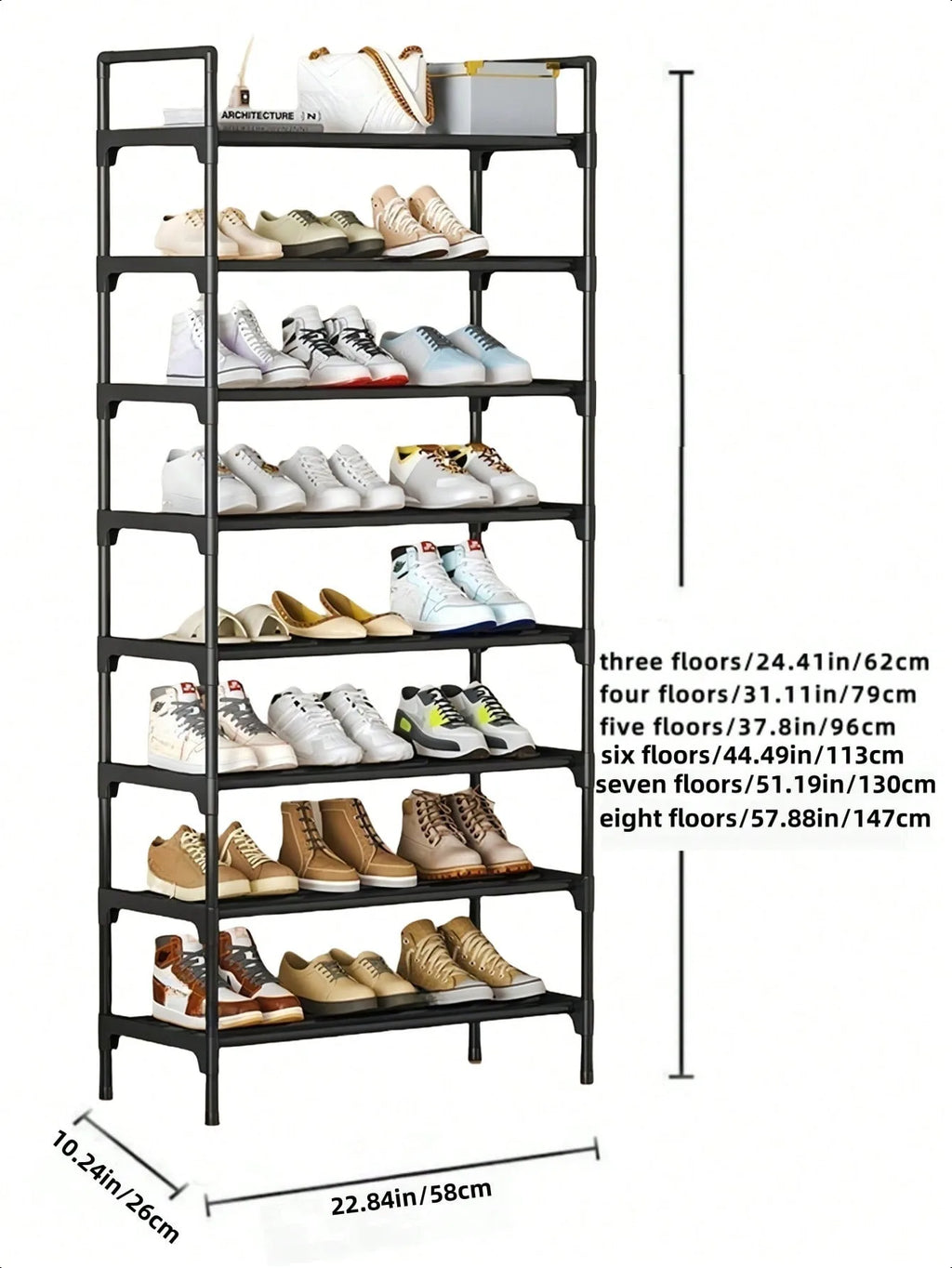 1-Pack Minimalist Black Metal Shoe Rack, Approx. 23" Wide, Space-Saving, Sturdy & Stylish, Easy To Assemble/Disassemble, Portable, Suitable For Living Room, Bedroom, Entryway, Home, Multi-Tier Storage, Holiday Gift, Kids' Gift