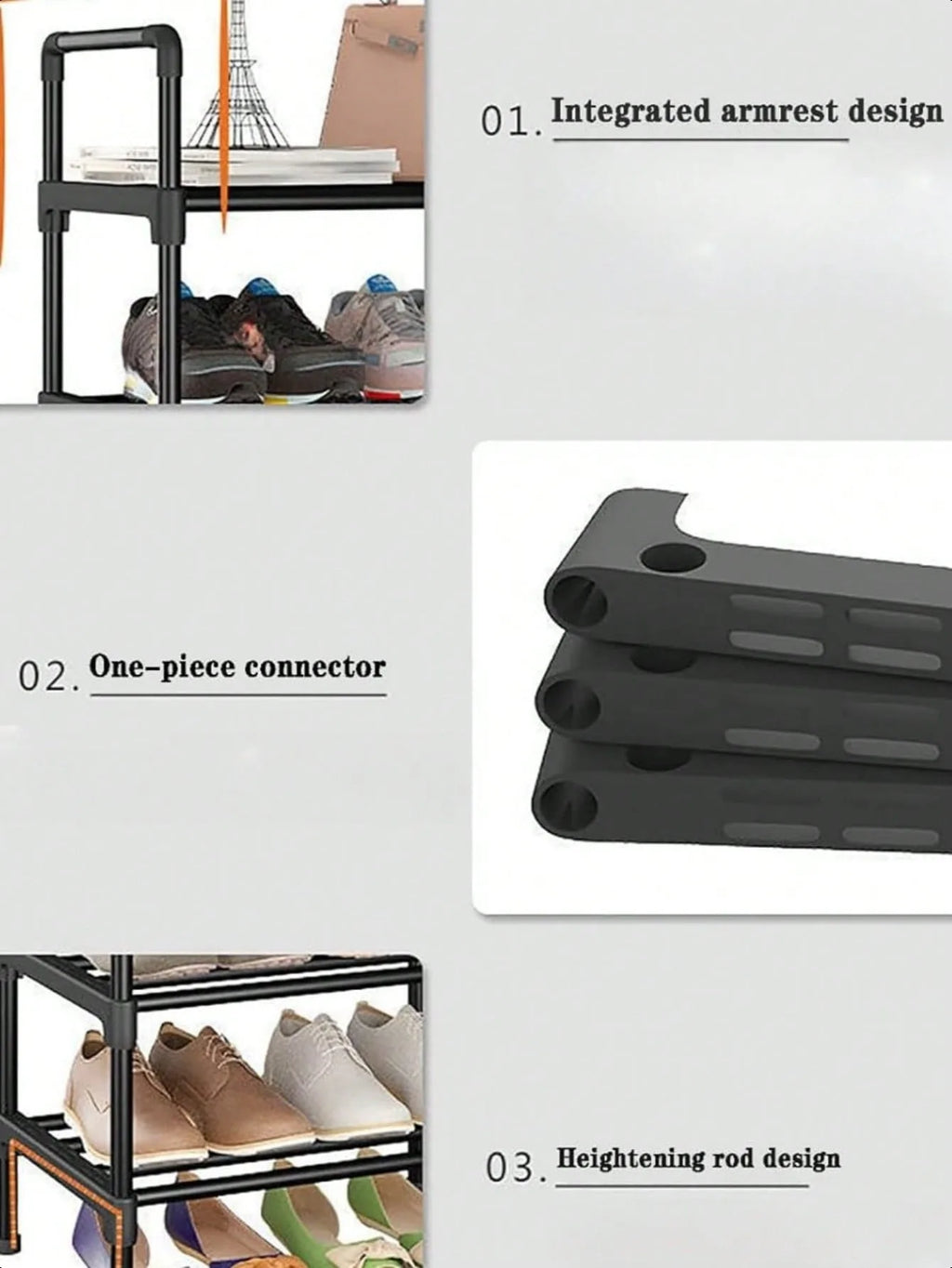 1-Pack Minimalist Black Metal Shoe Rack, Approx. 23" Wide, Space-Saving, Sturdy & Stylish, Easy To Assemble/Disassemble, Portable, Suitable For Living Room, Bedroom, Entryway, Home, Multi-Tier Storage, Holiday Gift, Kids' Gift