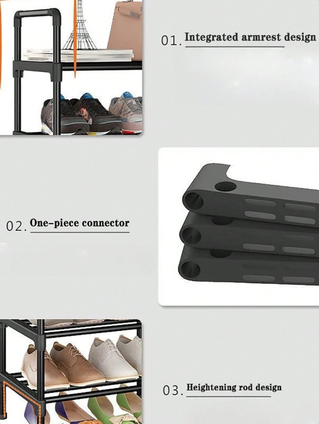 1-Pack Minimalist Black Metal Shoe Rack, Approx. 23" Wide, Space-Saving, Sturdy & Stylish, Easy To Assemble/Disassemble, Portable, Suitable For Living Room, Bedroom, Entryway, Home, Multi-Tier Storage, Holiday Gift, Kids' Gift
