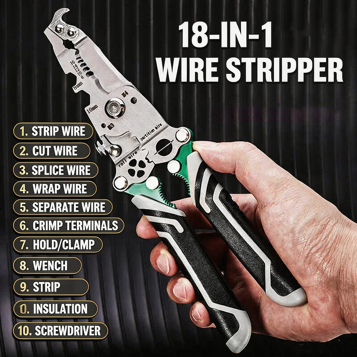 Multifunctional Foldable Wire Stripper Crimper Cutter Electrical Pliers for Splicing Screws Motorcycle Circuit Repair Tool Kit