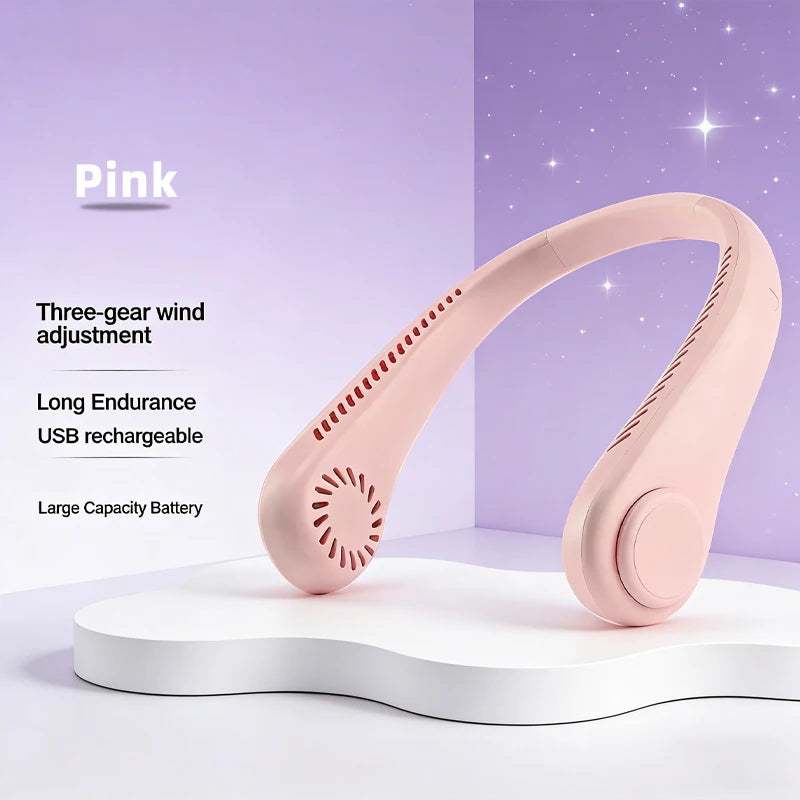 Neck Mounted Bladeless Fan — 2026 New, 1500mAh, USB Rechargeable, 3 Speeds, Digital Display, Portable, Summer Outdoor Sports