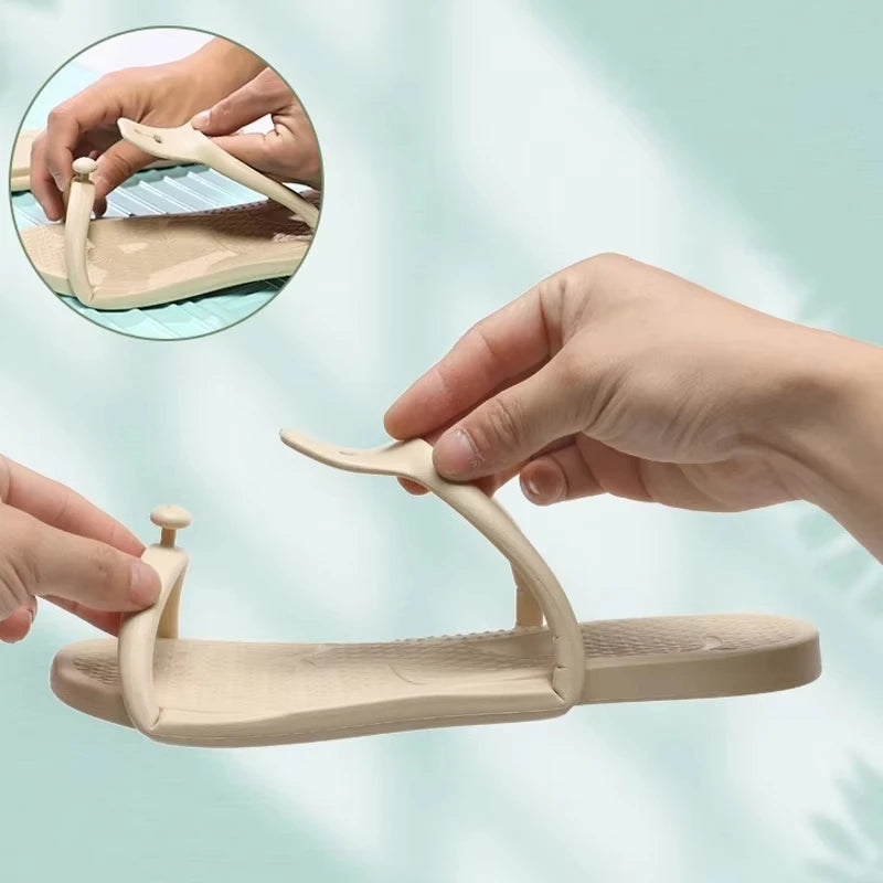 Summer Women Folding Slippers Adults Portable Trip Travel Sandals Couples Indoor Soft Slides Men Beach Non-slip EVA Shoes size47