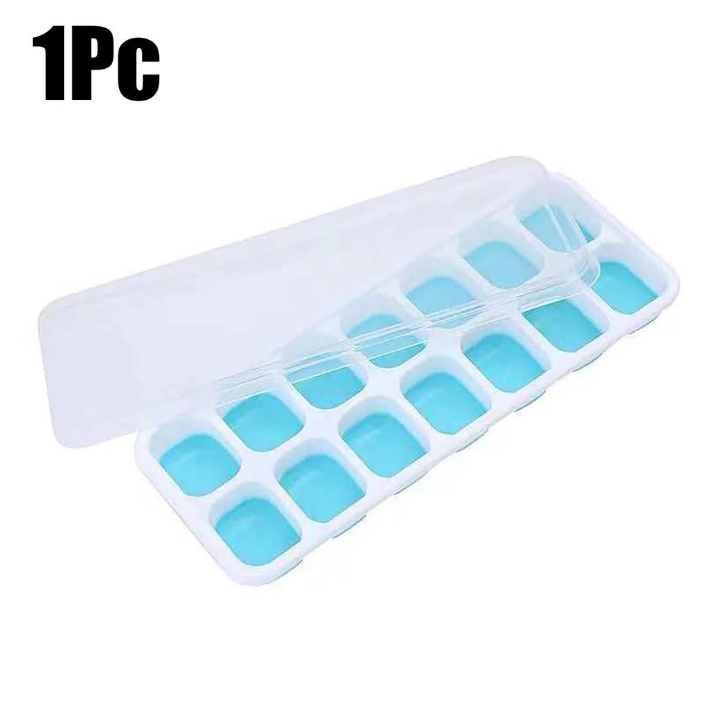 【14-Compartment Ice Mold - Mixed Colors (4 Ice Compartments)】1/2/4 Pack, Ice Cube Mold, Ice Cube Tray, Multifunctional Household Chocolate Mold, Easy to Demold, and 14-Compartment Ice Tray with Removable Lid, Stackable Ice Tray, Suitable for Freezing Cock