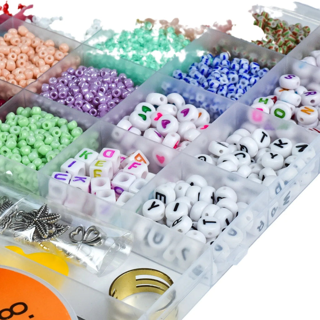 DIY Rice Bead Box Set All-in-One Box Bracelet Loose Beads Letter Bead Jewelry Accessories Scissors, thimble, tweezers