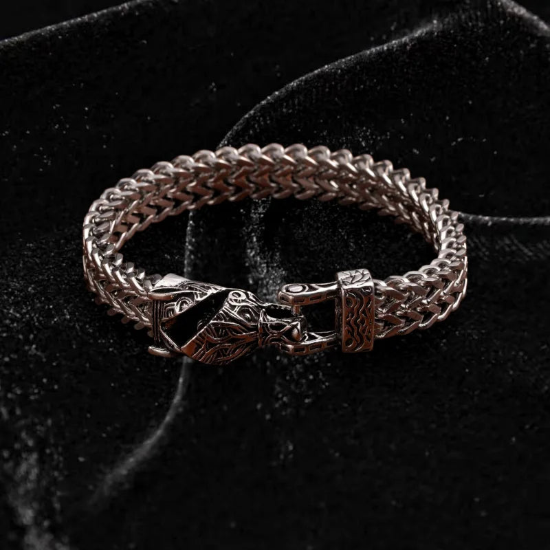 Retro Punk Twin Wolf Head Bracelet Animal Bracelet Motorcycle Hip Hop Rock Trendy Jewelry Halloween Gift  Men Women Jewelry