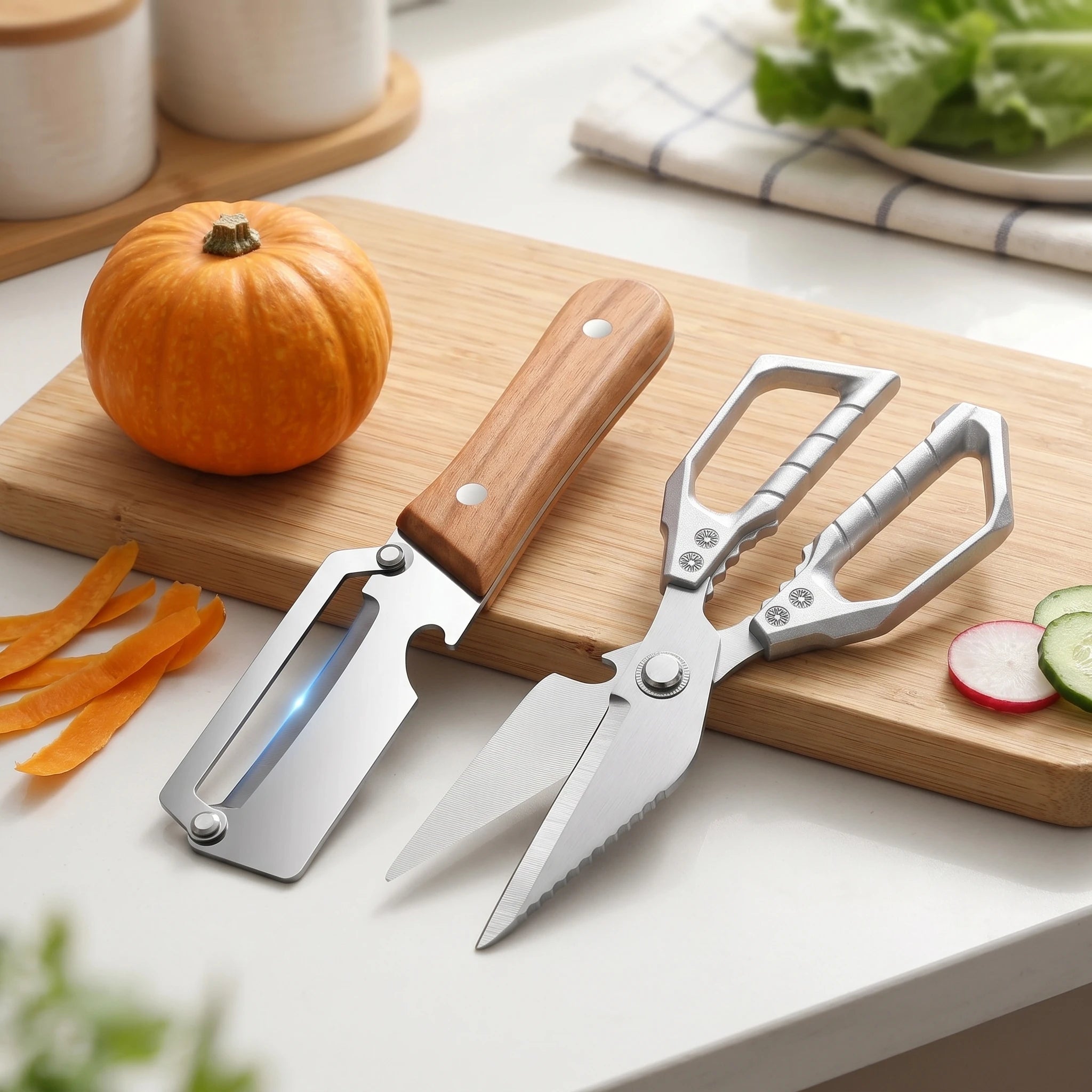 Stainless steel peeler with wooden handle for peeling and slicing fruits and vegetables | Durable and smooth operation