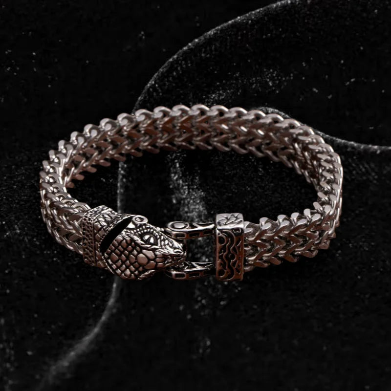 Retro Punk Twin Wolf Head Bracelet Animal Bracelet Motorcycle Hip Hop Rock Trendy Jewelry Halloween Gift  Men Women Jewelry