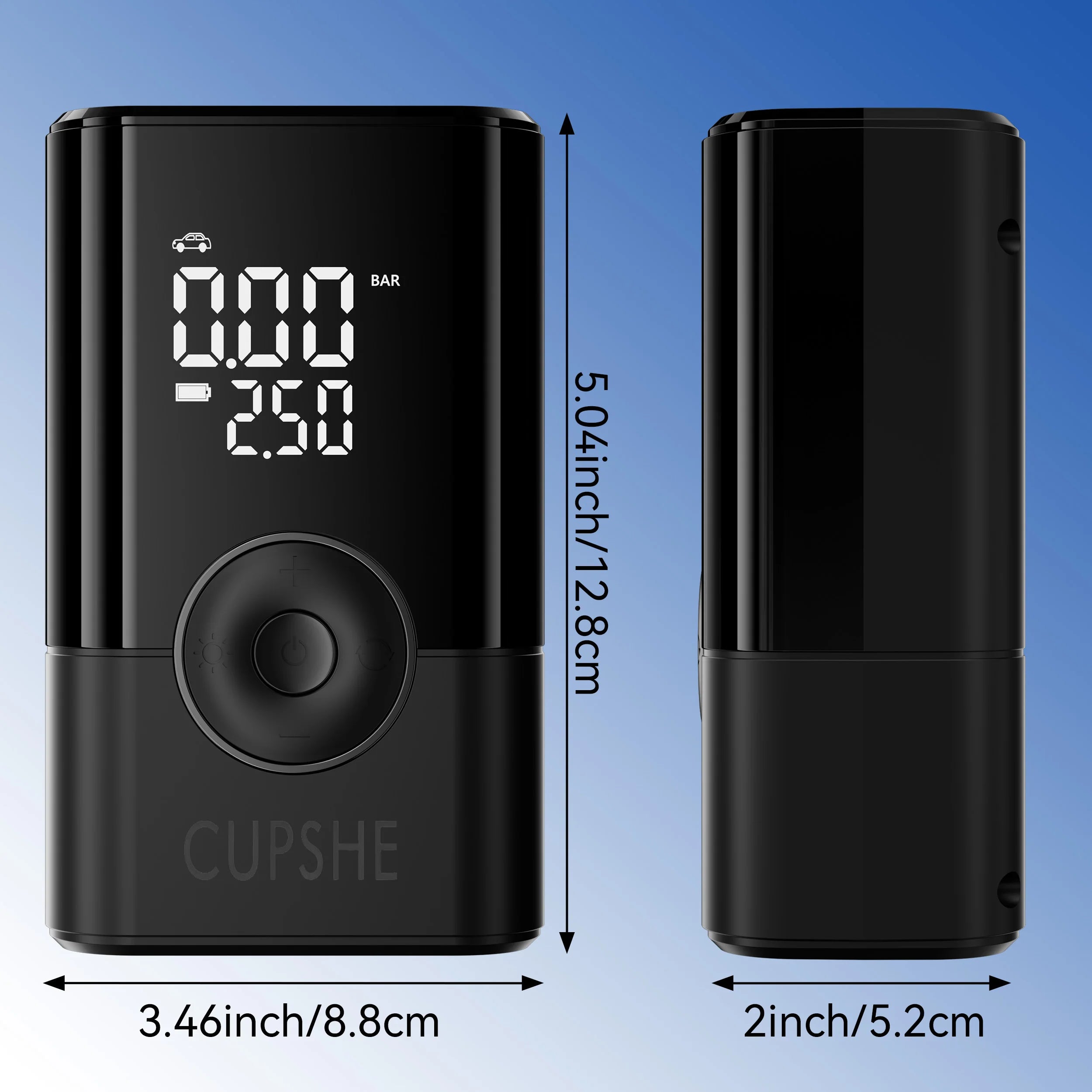 Portable USB charging model wireless inflation pump, car tire inflation pump, digital display cordless inflation pump, emergency power supply, electric air pump, inflation pump, suitable for SUV/car/bicycle/motorcycle and sports equipment/ball games. Quic