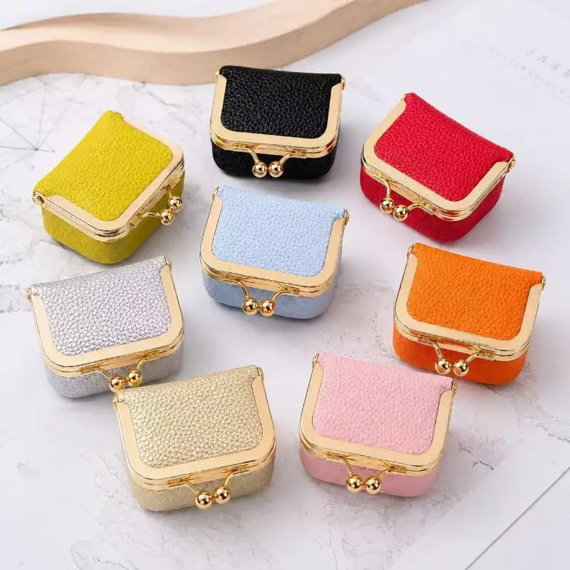 Mini Litchi Grain Coin Purse, Portable Storage Pouch for Earphones & Jewelry, Small Women's Coin Bag