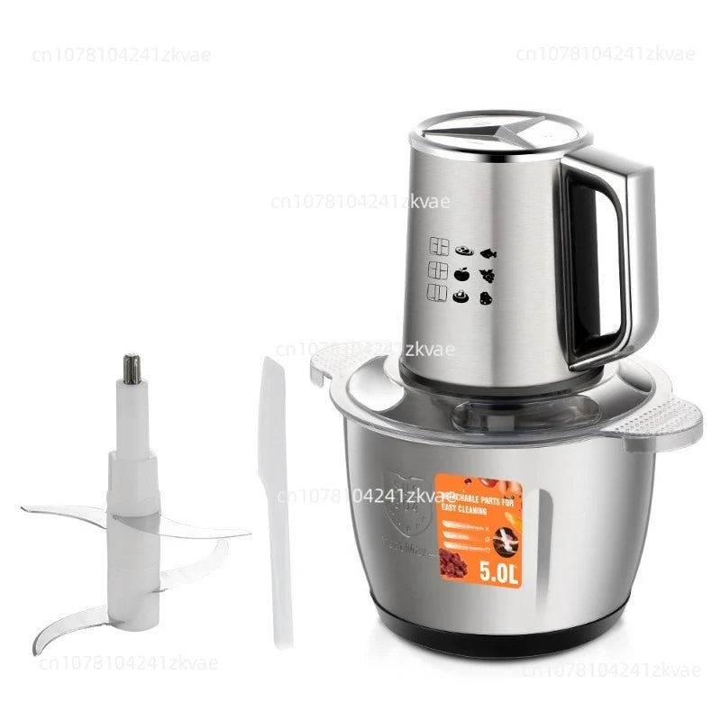 Electric Meat Grinder 2-in-1 Large-capacity Grinder, Garlic Machine, Meat Beater 5L