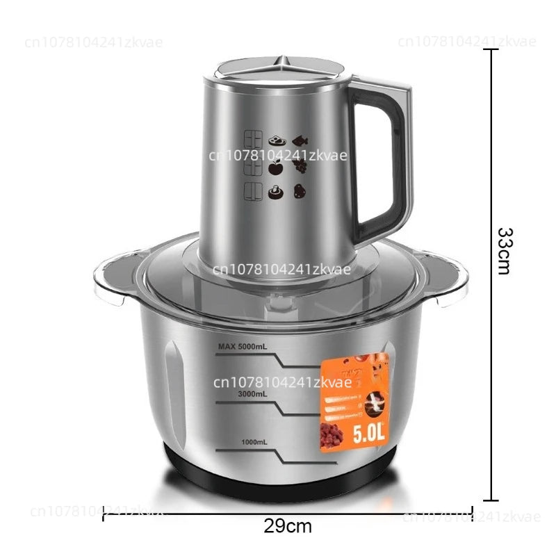 Electric Meat Grinder 2-in-1 Large-capacity Grinder, Garlic Machine, Meat Beater 5L