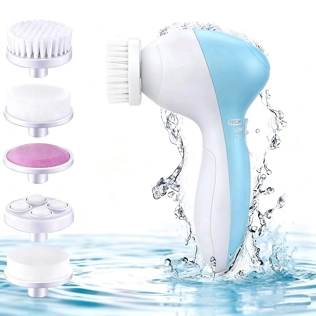 Electric 5 IN 1 Electric Facial Cleaner Brush Wash Machine Spa Skin Care Massage Blackhead Cleaning Facial Cleanser Tools