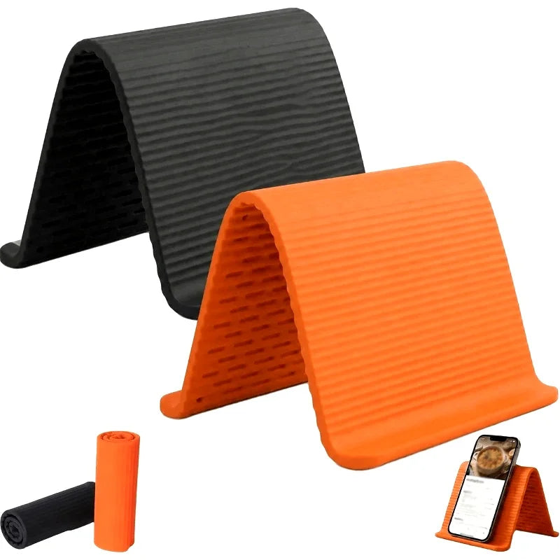 2PCS Foldable Silicone Phone and Tablet Stand, Adjustable Non-Slip Desktop Holder, Portable Device Stand for Home, Office and Travel