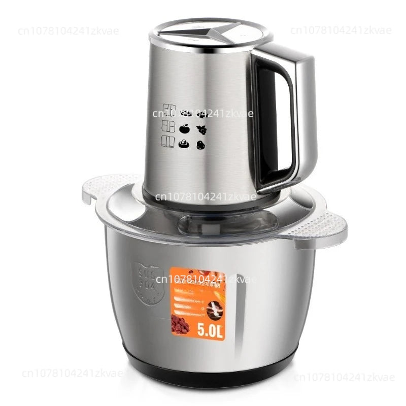 Electric Meat Grinder 2-in-1 Large-capacity Grinder, Garlic Machine, Meat Beater 5L