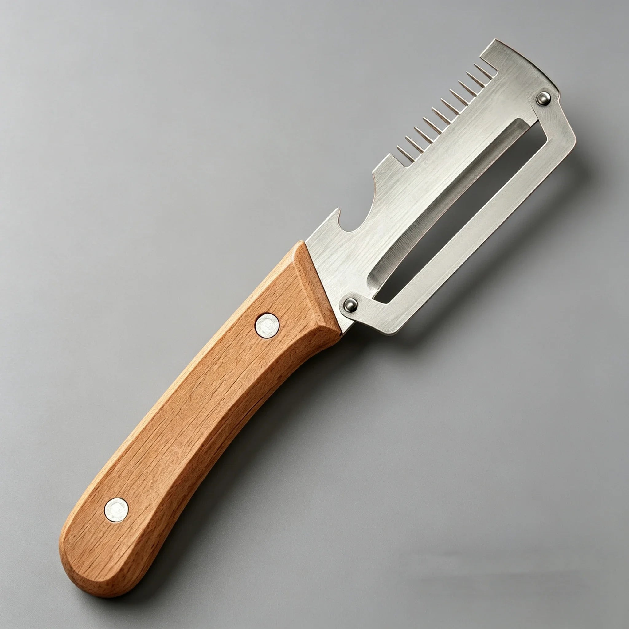 Stainless steel peeler with wooden handle for peeling and slicing fruits and vegetables | Durable and smooth operation