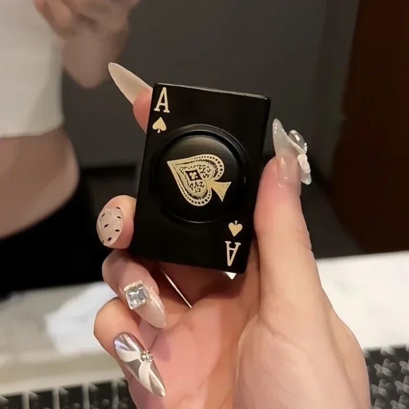 New Poker Spade A Turntable Decompression Lighter Windproof Refillable Butane Lighter Fun Cigarette Lighter  Fast Shipping