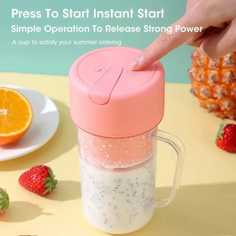 Portable USB Rechargeable Electric Juicer Cup 300ml with Straw for Smoothies and Shakes at Home Outdoor Office