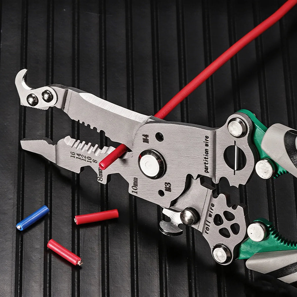 Multifunctional Foldable Wire Stripper Crimper Cutter Electrical Pliers for Splicing Screws Motorcycle Circuit Repair Tool Kit