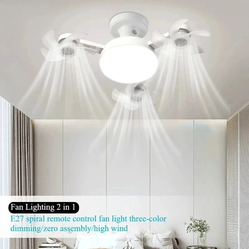 Unmanned Aerial Vehicle Silent Ceiling Fan Light Remote Control Dimming Multi-color LED Living Room Bedroom Ceiling Fan Light