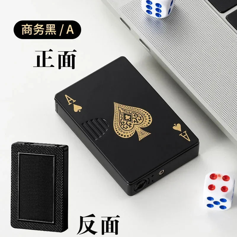 New Poker Spade A Turntable Decompression Lighter Windproof Refillable Butane Lighter Fun Cigarette Lighter  Fast Shipping