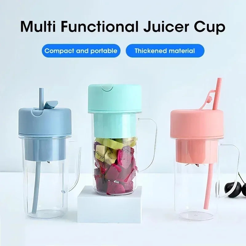 Portable USB Rechargeable Electric Juicer Cup 300ml with Straw for Smoothies and Shakes at Home Outdoor Office