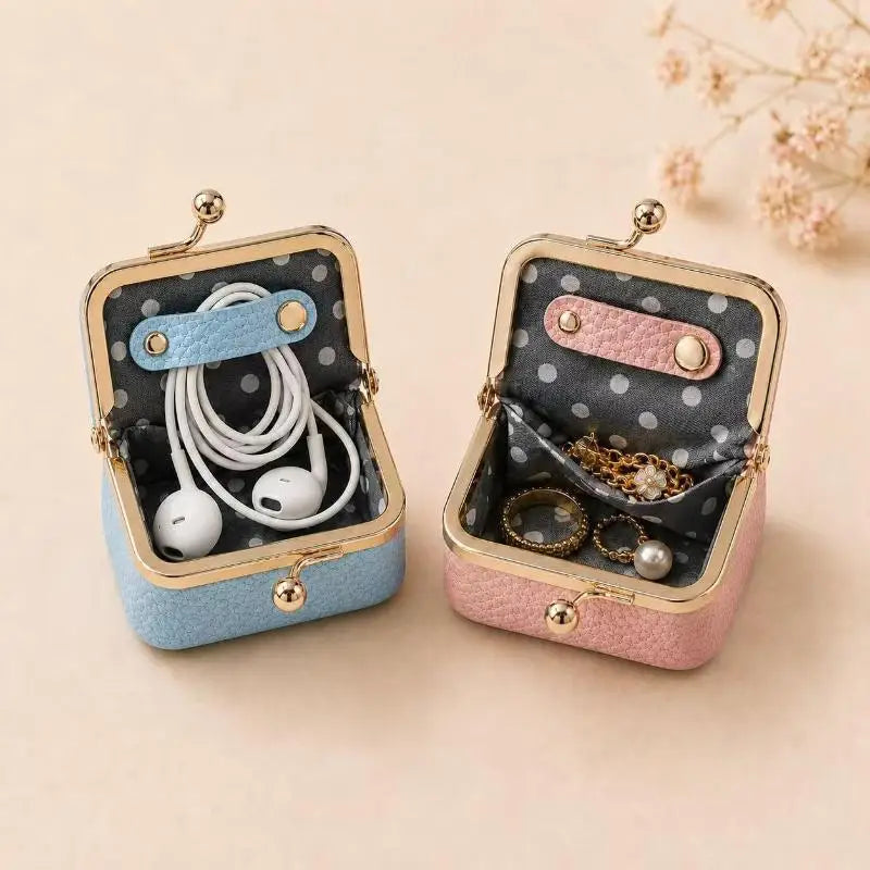 Mini Litchi Grain Coin Purse, Portable Storage Pouch for Earphones & Jewelry, Small Women's Coin Bag