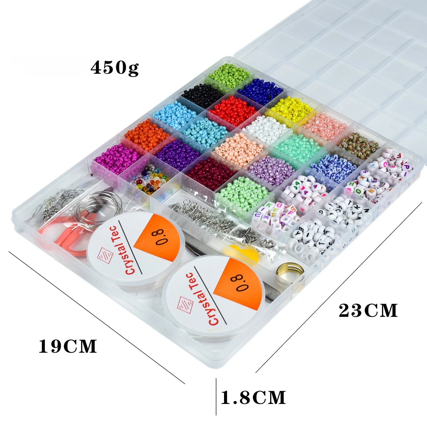 DIY Rice Bead Box Set All-in-One Box Bracelet Loose Beads Letter Bead Jewelry Accessories Scissors, thimble, tweezers