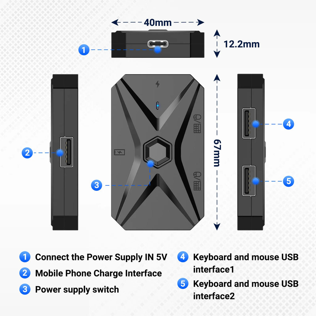 Mobile Games Converter Kit Mobilador Kit Gaming Keyboard Mouse M1 Pro+ 5 In 1 Combo Bluetooth Connection Controller PUBG CF FF