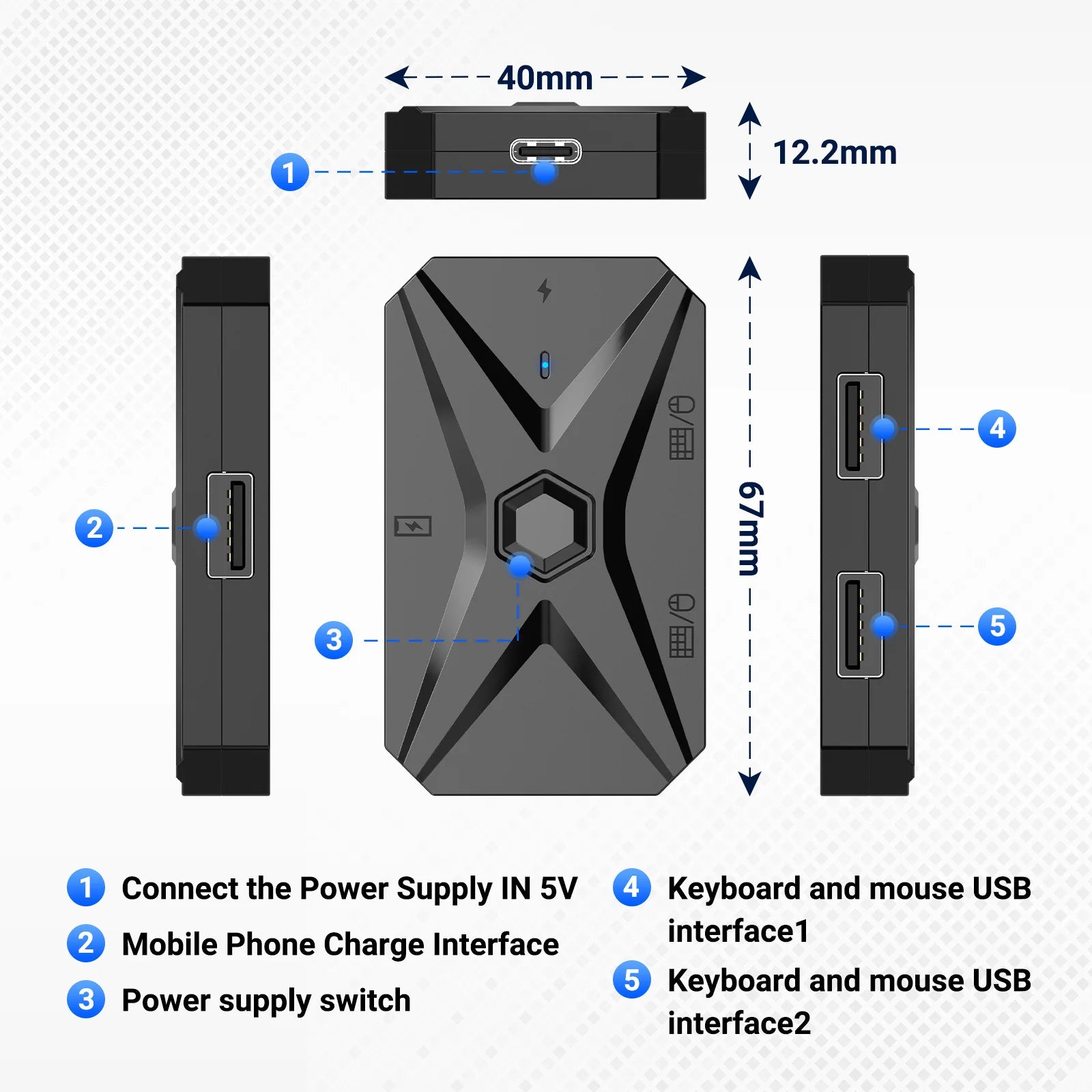 Mobile Games Converter Kit Mobilador Kit Gaming Keyboard Mouse M1 Pro+ 5 In 1 Combo Bluetooth Connection Controller PUBG CF FF