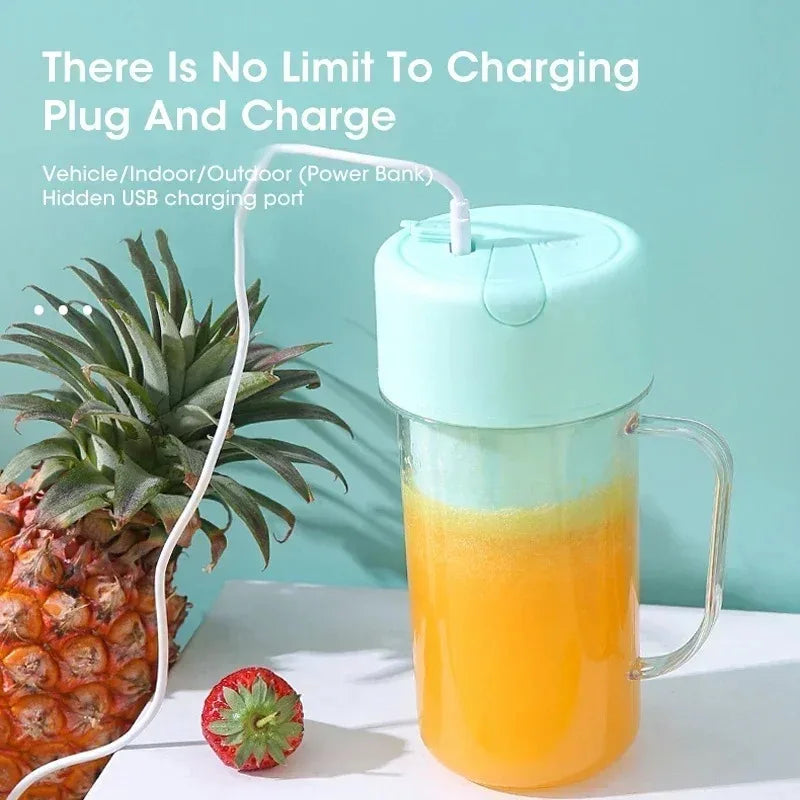 Portable USB Rechargeable Electric Juicer Cup 300ml with Straw for Smoothies and Shakes at Home Outdoor Office