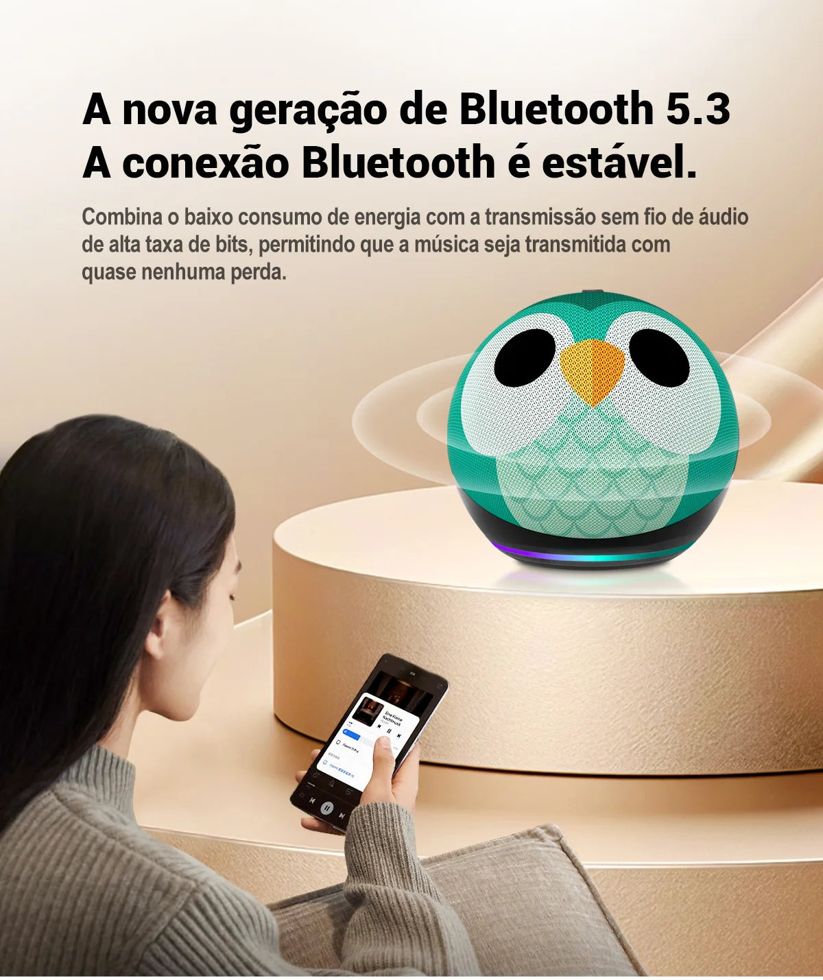 Alaxe Wireless Bluetooth Speaker with TF Card Playback Voice Prompt RGB Small Subwoofer IPX6 Waterproof Portable Outdoor Speaker