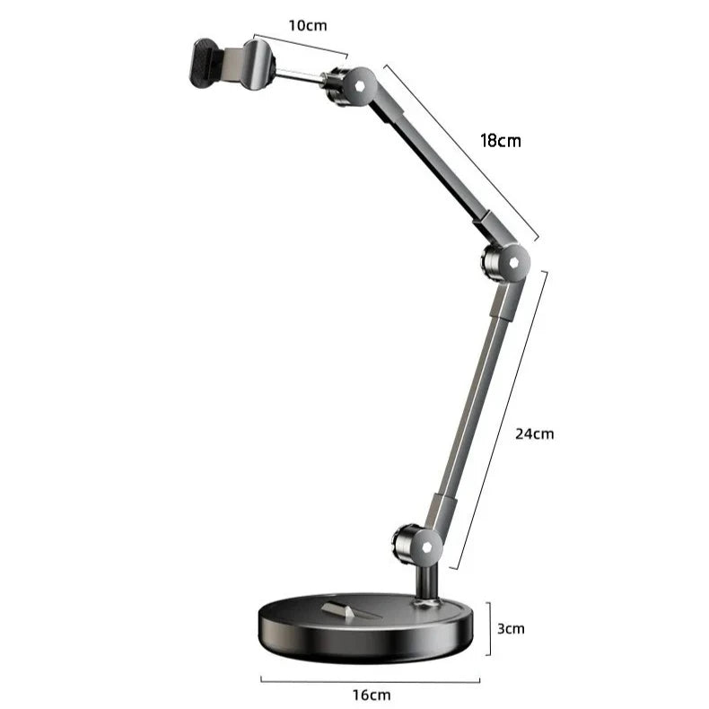Adjustable Carbon Steel Phone Holder 360° Rotatable Overhead Shooting Bracket for Desktop Live, Food Recording & Unpacking Vlog