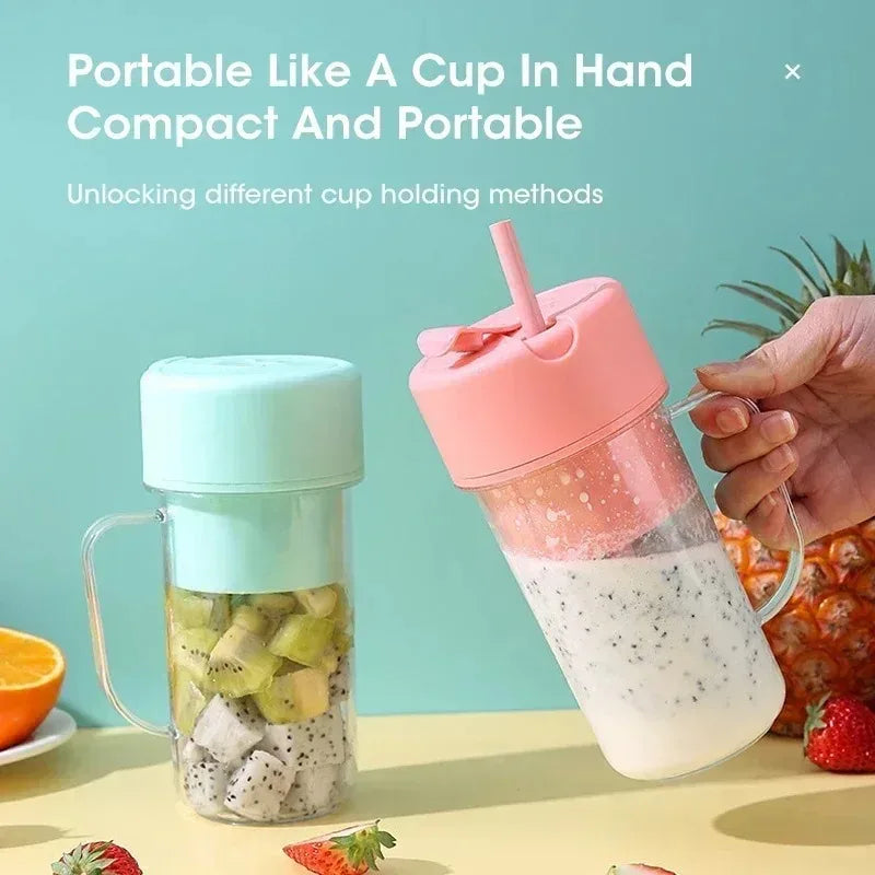 Portable USB Rechargeable Electric Juicer Cup 300ml with Straw for Smoothies and Shakes at Home Outdoor Office