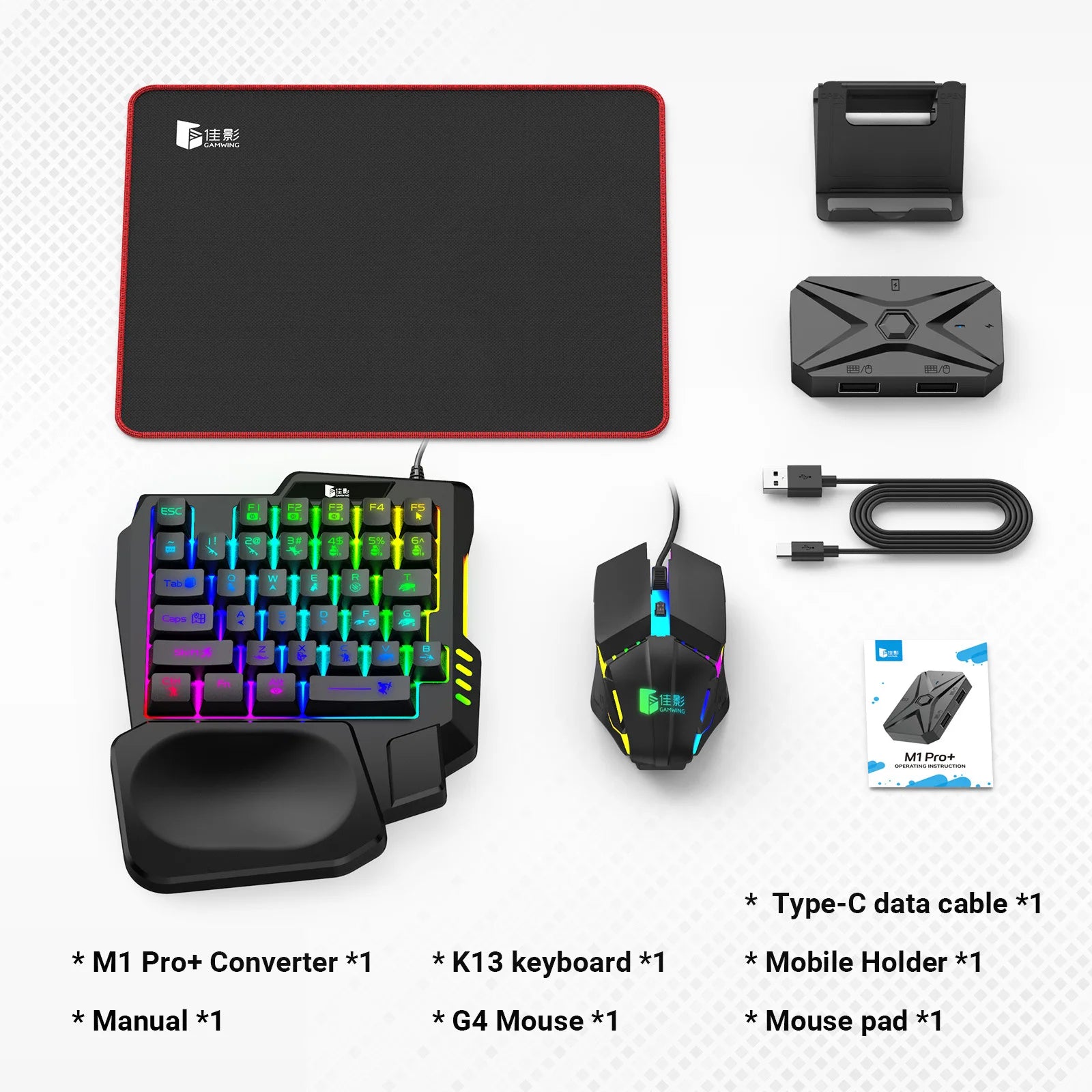 Mobile Games Converter Kit Mobilador Kit Gaming Keyboard Mouse M1 Pro+ 5 In 1 Combo Bluetooth Connection Controller PUBG CF FF