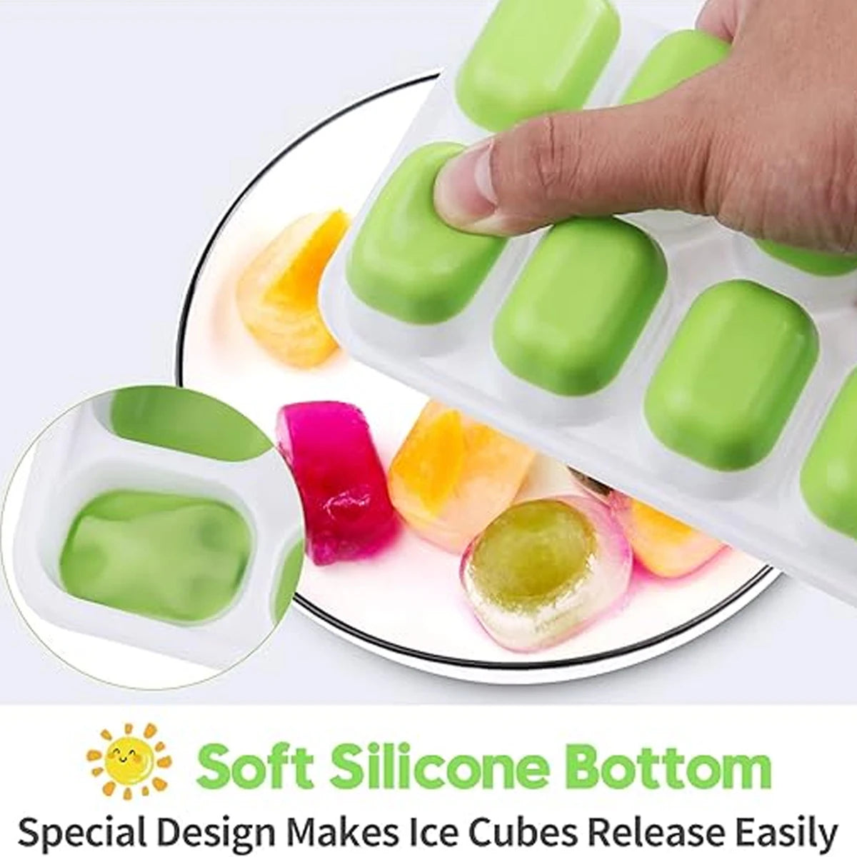【14-Compartment Ice Mold - Mixed Colors (4 Ice Compartments)】1/2/4 Pack, Ice Cube Mold, Ice Cube Tray, Multifunctional Household Chocolate Mold, Easy to Demold, and 14-Compartment Ice Tray with Removable Lid, Stackable Ice Tray, Suitable for Freezing Cock