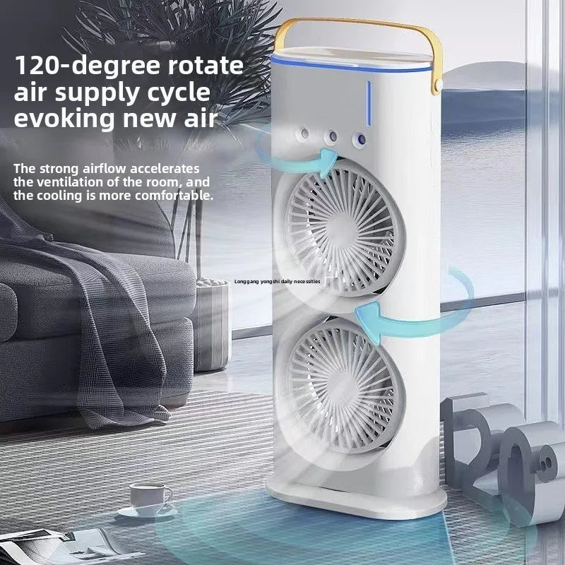 High Wind Cooling Three-hole Spray Double Fan Desktop Shaking Head Double Head Strong Electric Fan Cooler