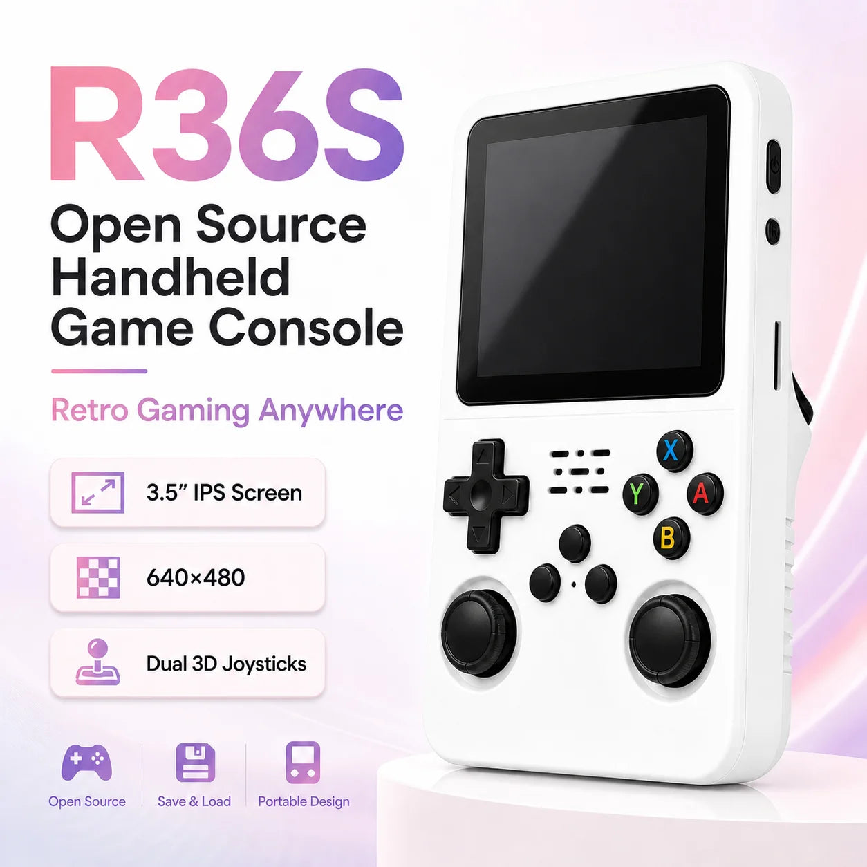 ARKOS Retro Handheld Game Console 3.5'' IPS,Linux Portable Pocket Player,3D Joysticks Consola Kids Gift