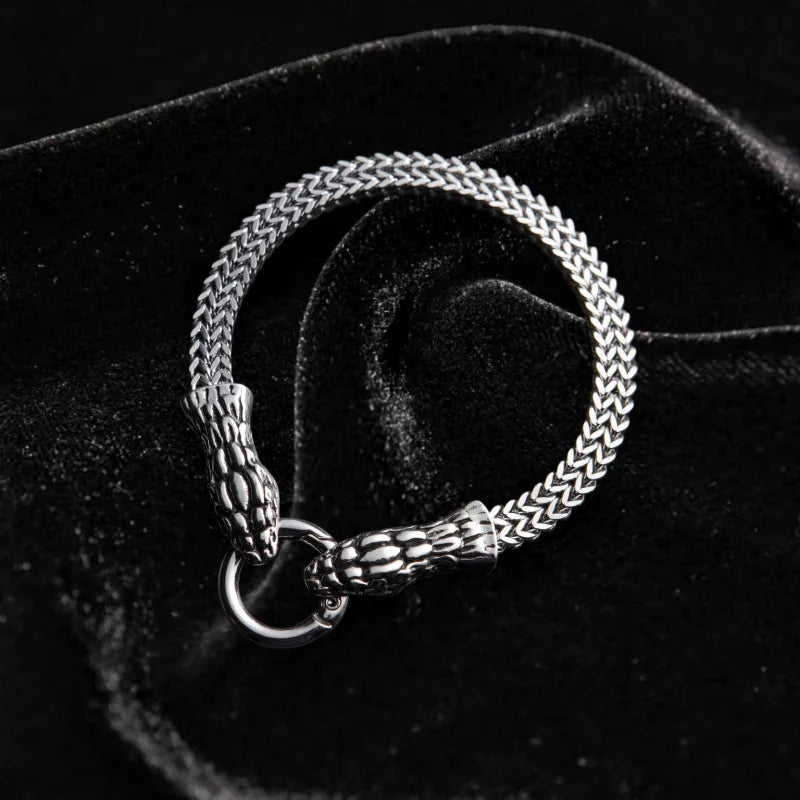 Retro Punk Twin Wolf Head Bracelet Animal Bracelet Motorcycle Hip Hop Rock Trendy Jewelry Halloween Gift  Men Women Jewelry