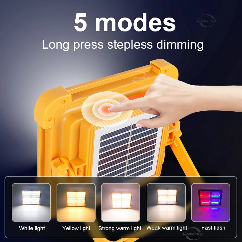 38000000LM 528LED Solar Charging Floodlight Waterproof Portable Camping Light Power Bank 10000mAh For Outdoor Emergency Lighting