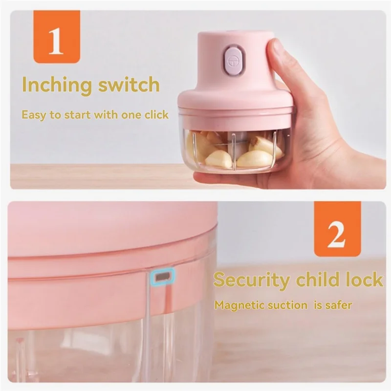 SANQ Cordless Food Chopper, Food Chopper Garlic Masher, Electric Garlic Masher, Mini Garlic Masher