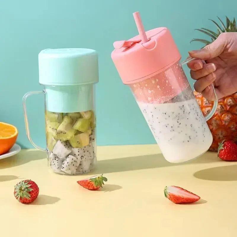 Portable USB Rechargeable Electric Juicer Cup 300ml with Straw for Smoothies and Shakes at Home Outdoor Office