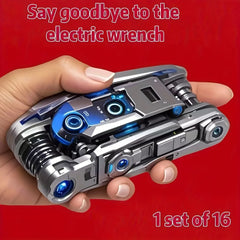 16-in-1 Socket Wrench Set, Non-Slip Rotating Head. Durable Stainless Steel for Home & Car Repairs. Easy & Universal Tool.