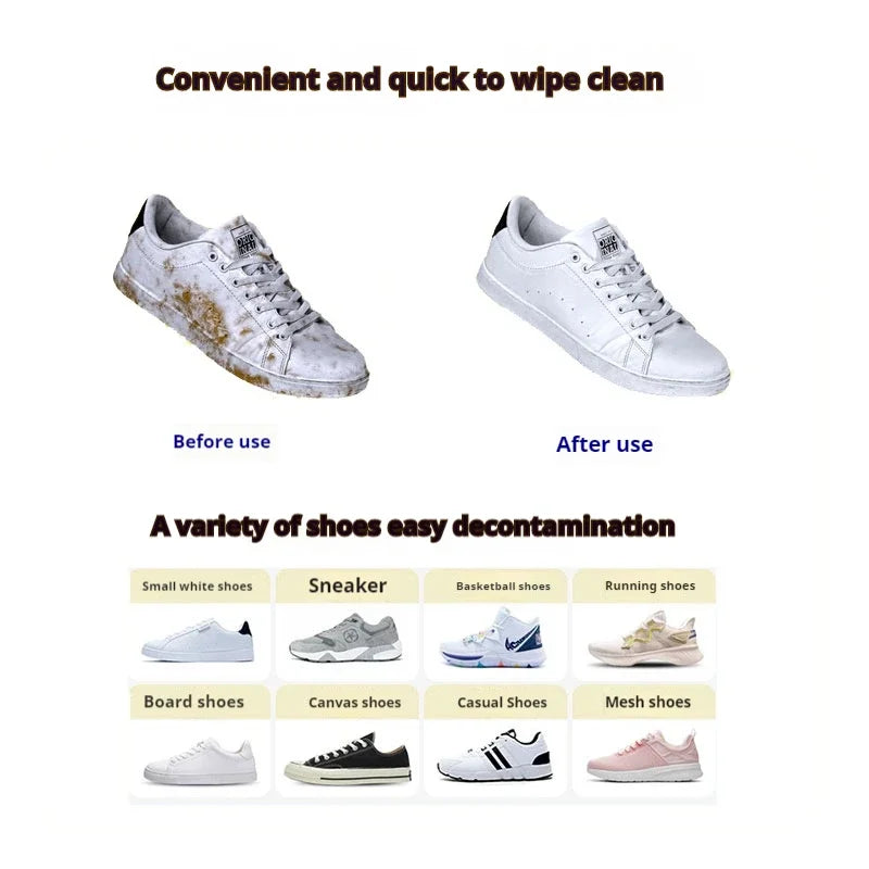 80PCS Sneakers Cleaner Shoes Cleaner Portable Disposable Powerful Cleaning Wipes Shoe Wipes Cloth Work on White Shoes
